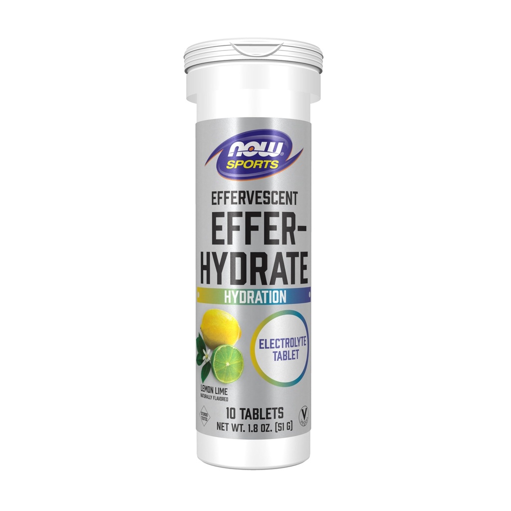 现在食品运动营养,Efferscent Effer-Hydrate,电解质补充,恢复*,柠檬莱姆,10块板块