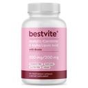 BESTVITE 乙酰L-Carnitine 500mg 和 Alpha Lipoic Acid 200mg / Capsule 与生物锡(120个植物素)-无 Stearates - Vegan - 非 GMO - Gluten Free