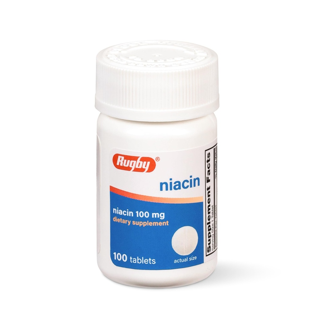 橄榄球 Niacin 100mg - 带钙的Niacin牌匾 - 饮食补充 - 100 计数