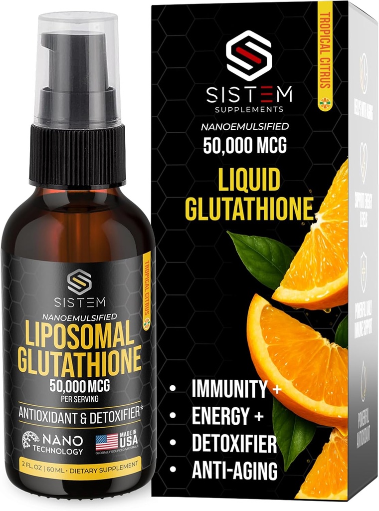 Sistem Liposomal Glutathione 补充剂,抗氧化剂,解毒清洁剂,免疫辅助剂,维生素C, Liposomal Spray, Glutathione Serum,热带Citrus Flavor
