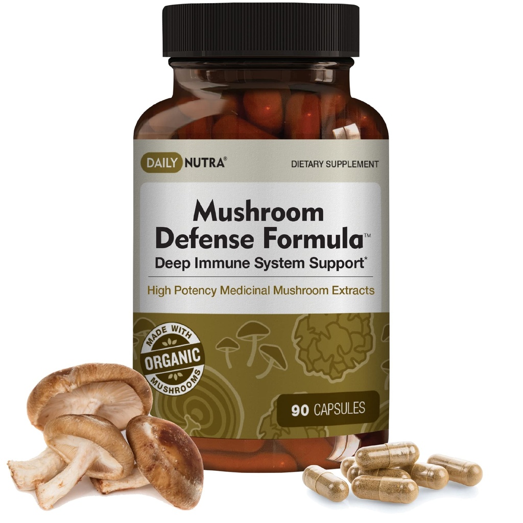 Daily Nutra 蘑菇防御公式 -- -- 免疫支持补编 -- -- 有机蘑菇、热水抽取 -- -- Reishi、Chaga、Maitake、Shiitake和土耳其尾巴(90卡普勒斯)