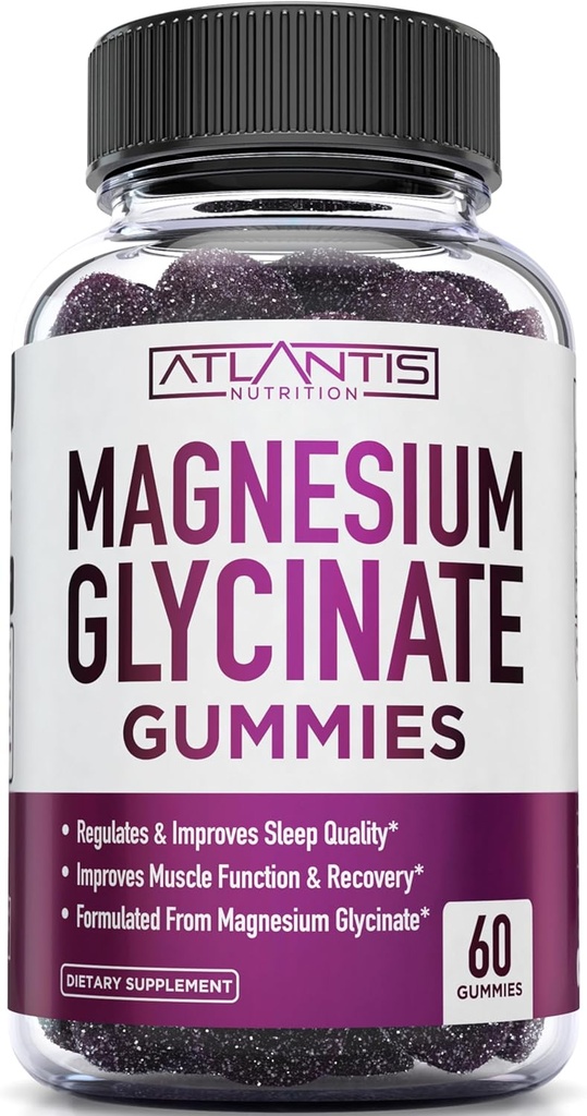 亚特兰蒂斯营养镁(Glycincium Gummys 700mg – Vegan Magnesium Glycincium for Kids & advents – 肌肉支持和强化睡眠(Uscle Support & 增强睡眠(United Sleep)) - 美味葡萄火焰(United Grape Flavor) - 全家 - 60计