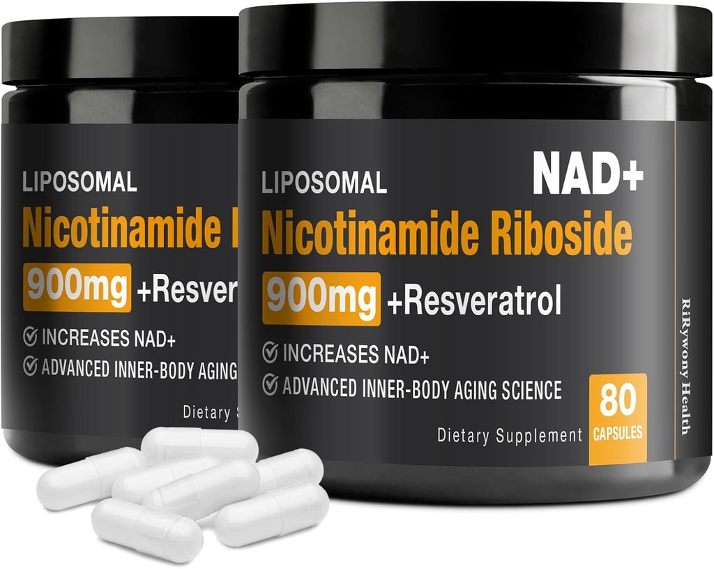 NAD 补充 - NAD+ 与 Nicotinamide Riboside (NR) 和 Resveratrol Quercetin 900mg 纯 NAD 细胞修复健康老化脑功能的 NAD Plus (2 包)