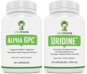 VitaMonk Alpha GPC 和 Uridine Stack - 快乐 Stack先生 - 无人工填充器的 Uridine 单磷酸酯 - 生物可用配对促进认知、焦点、精神清晰