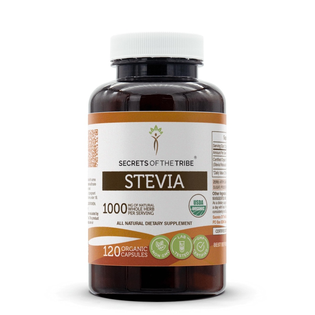 Stevia 120 capsules, 1000 mg, USDA Organic Stevia (Stevia Rebaudiana) 干叶(120 capsules)