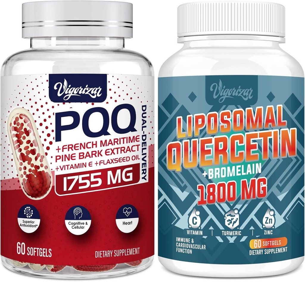 Birsppy Vigorizar 法国海洋松木桶提取器,带有双重交付+1600 MG Liposomal Quercetin 生理学