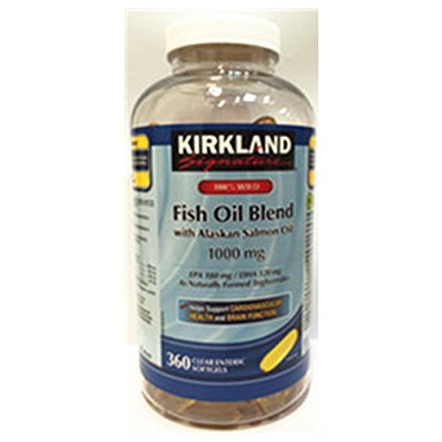 Kirkland 签名 100% 野生鱼油 与野生阿拉斯加沙门油 180 EPA 120 DHA 1000mg - 360 Enteric Softgels