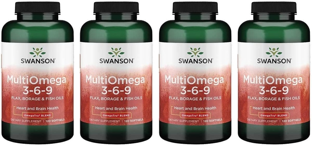 Swanson Multiomega 3-6-9 (Flax Borage鱼类) 2400毫克 120 Sgels(4包)