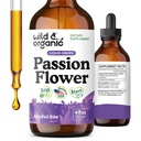 野生和有机激情花纹 - 魔力支持 - 平息激情花补充 - Passiflora Incarnata 液体提取 - Vegan,糖和无酒精草药滴 - 4 fl oz