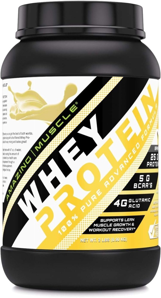 惊人的肌肉 100% Whey蛋白粉 * 高级配方 Whey蛋白与超过滤的Whey蛋白集中(Bana, 2 Lb)