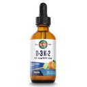 KAL D3 K2 DropIns 125 mcg / 500 mcg 液体维生素 D3 K2 Drops, Bone Health, Heart Health and Immune Support Supplor, Natural Citrus Flavor, 60天后钱担保, Approx 59 Serv, 2 FL OZ
