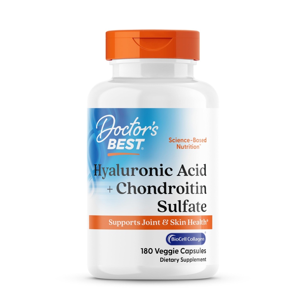 医生最佳Hyaluronic酸与Chondroitin Sulfate, Featuring BioCell Collagen, Non-GMO, Gluten Free, Soy Free, 联合支持,180 Counter (Pack of 1)