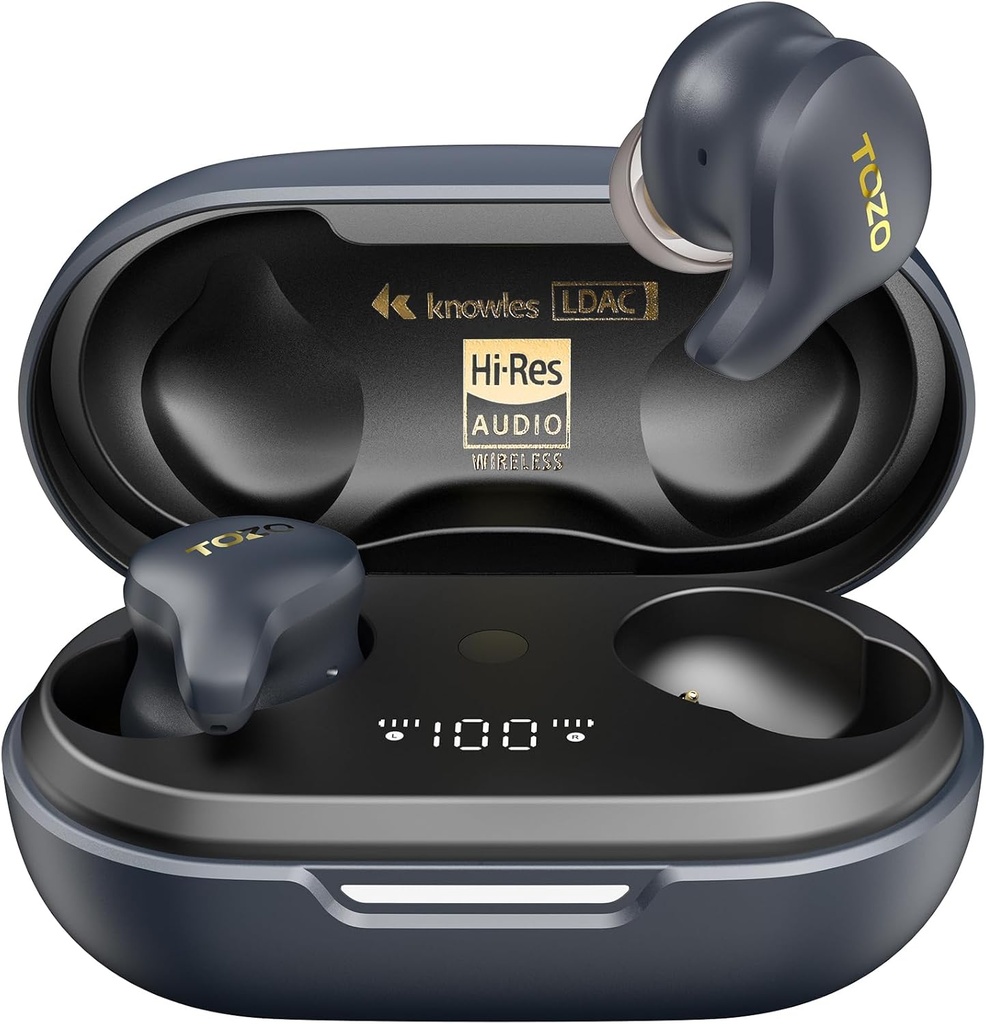 TOZO Golden X1 无线耳机平衡装甲驱动和混合动态驱动,蓝牙耳机 OrigX Pro, LDAC & Hi-Res Audio Wireless,噪声取消头盔 Galaxy Blue/Black