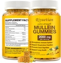 Mullein Gummys,2000mg 清肺的有机Mullein叶片提取,Boost呼吸器和消化器,成人和孩子的Imune助推器,过敏友好,非GMO,60 Gummys