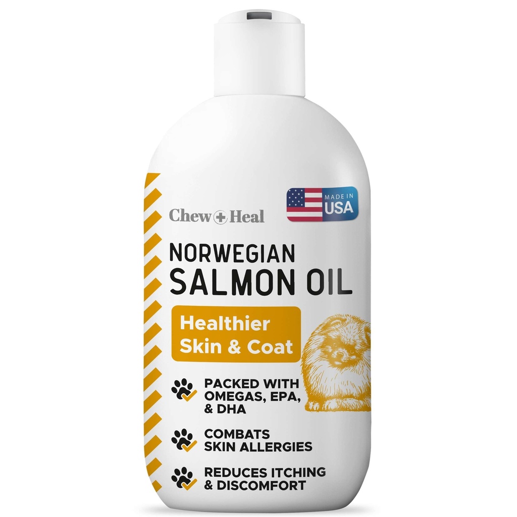 沙门油换狗 - Premium Fish Oil for Skin and Coat Health - Omega 3 补充 - 支持 Itchy Skin - 8 oz liquid - 挪威狗 沙门油 - 基本狗补充