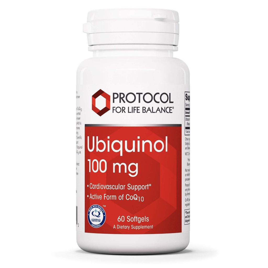 生命平衡协议 - Ubiquinol 100毫克 - 心血管支持,主动形式为CoQ10,支持能源生产,心脏健康,抗氧化剂活动 - 60软胶