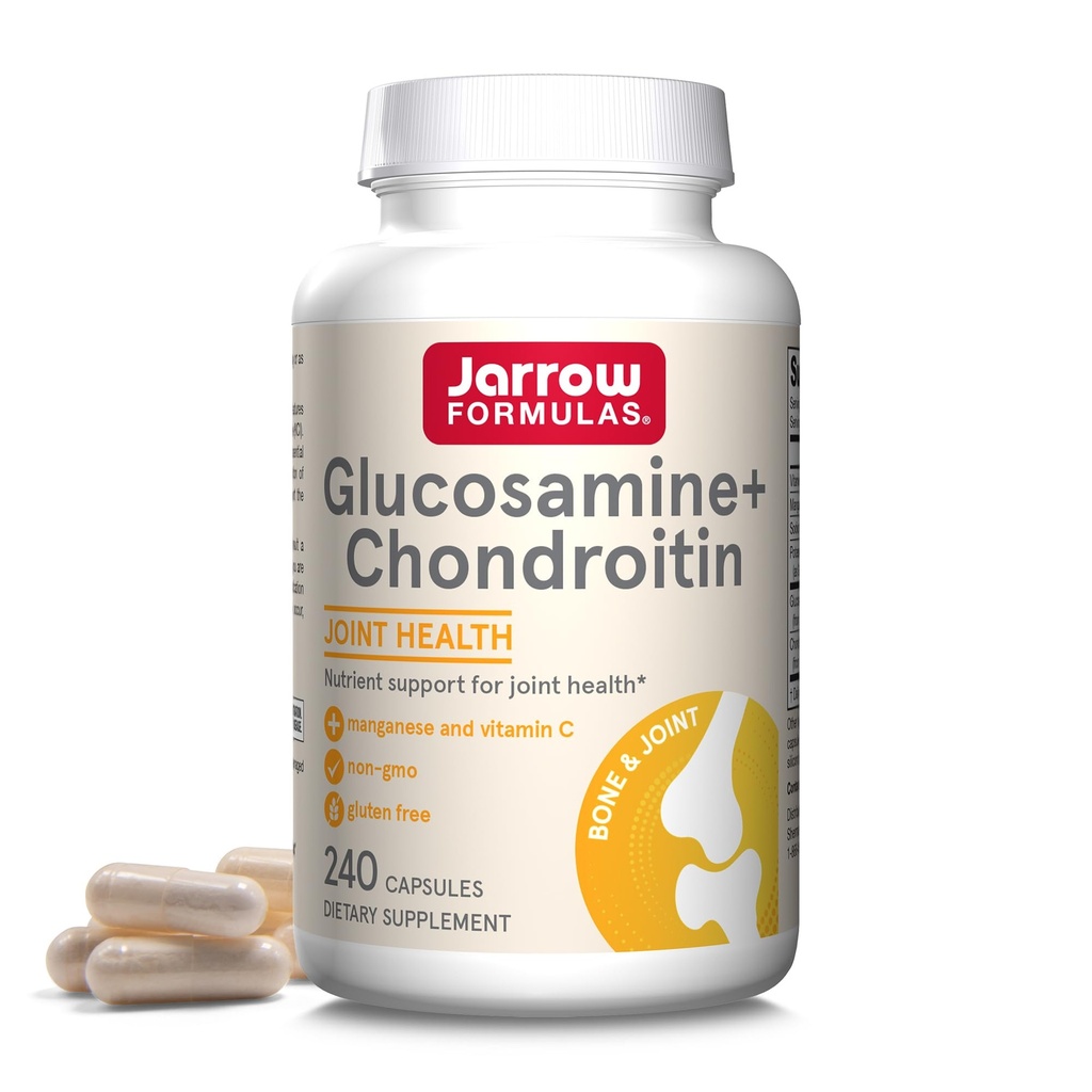 Jarrow Formats Glucosamine + Chondroitin - 240 Capsules - 联合健康营养支持 - 维生素C & Manganese - 60 services