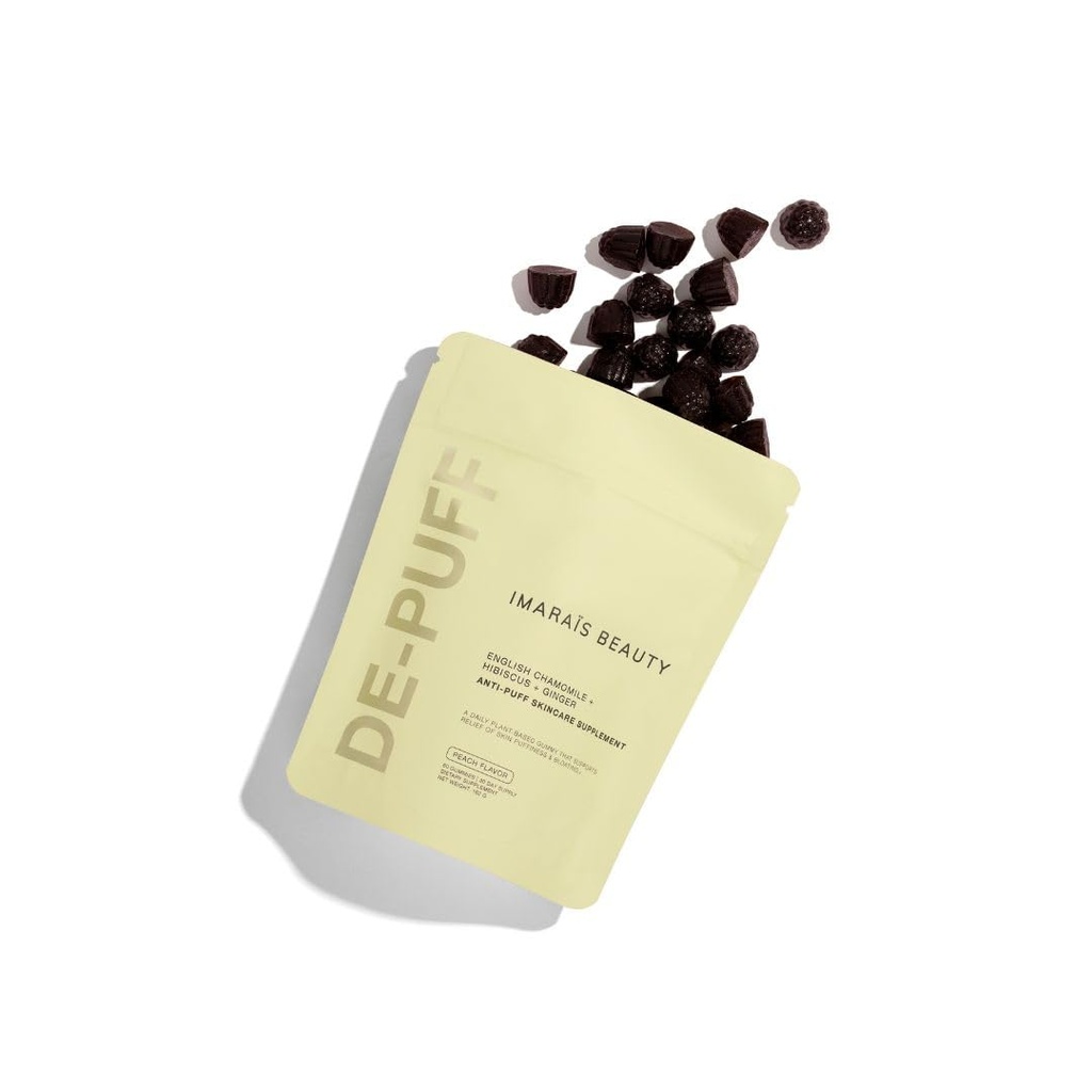 Sommer Ray Depuff Anti-Bloat Gummy(英语:Chamomile)、Hibiscus(英语:Hibiscus), Ginger(英语:Ginger) - 支持皮肤健康(英语:Skin Health), Gut Health(英语:Skin Bloat & Puffness) - 免糖,PETA-认证