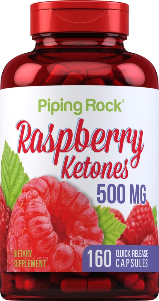 Piping Rock Raspberry Ketones 500mg | 160 Capsules | 非GMO & Gluten免费补编