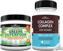 配有抗生素的超级绿皮粉 预生素和消化酶(30 services) 加水解Collagen Peptide Capsules(45天供应)