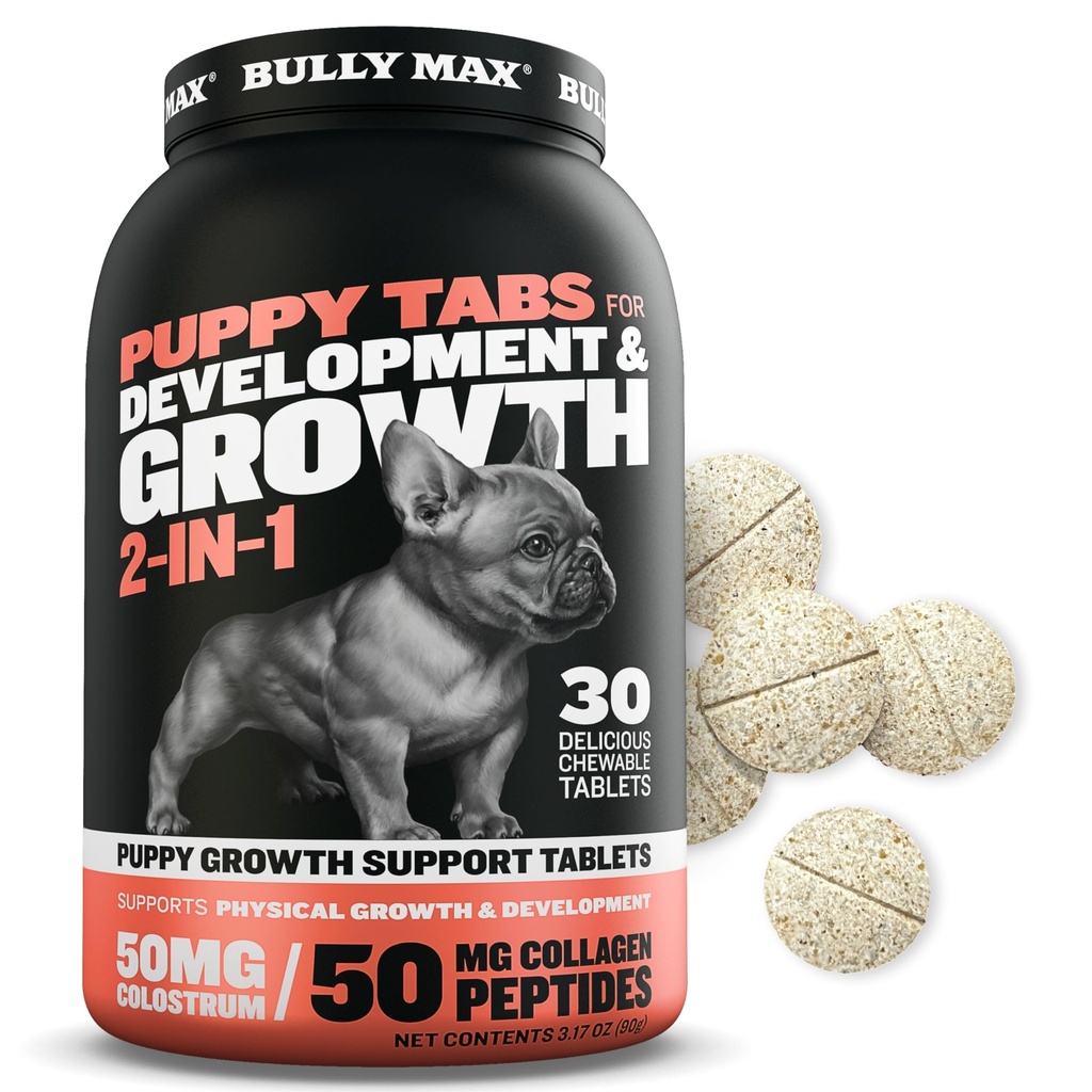 BULY Max 2-in-1 小狗维他命 - 30张小狗发展和生长的可菜板 - 小狗治疗,小狗维他命和补充小狗和大毛小狗 - 可用作食物Toper