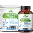 Zazzee Myo-Inositol Capsules 和 Myo-Inositol 粉末,100%纯度、纯度、纯度、Vegan、非GMO和全部天然