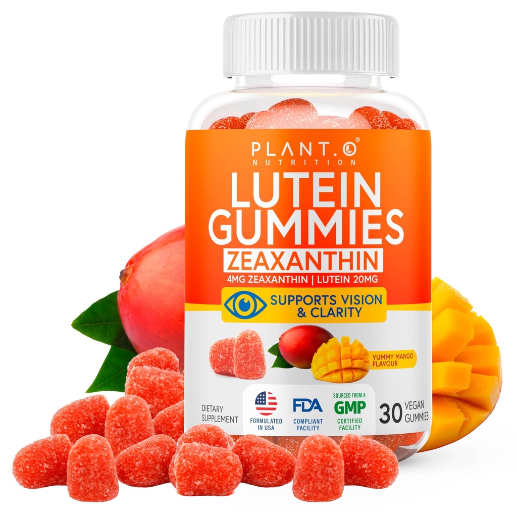 Lutein & Zeaxanthin Gummys - 美味的Vegan眼部健康维生素临床研究 20mg Lutein和Zeaxanthin为视觉明亮的干眼救济和蓝光支持