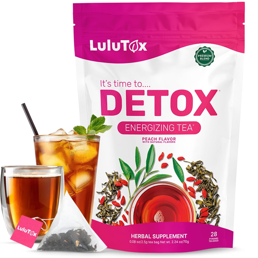 LULUTOX 解毒茶 -- -- 与Dandelion和Ginseng一起饮茶,以支持实现解毒清洁、平底带、布局、健康体重和消化健康的目标 -- -- 妇女和男子 -- -- 桃花瓶(28次服务)