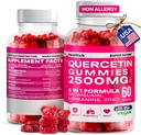 Quercetin Gummys - 2500MG Quercetin with Bromelain L-theanine & Zinc - Immune System 肺部和过敏性支持的纯补充 - 儿童与成年人豁免助推器 Vegan 补充 - 美国制造