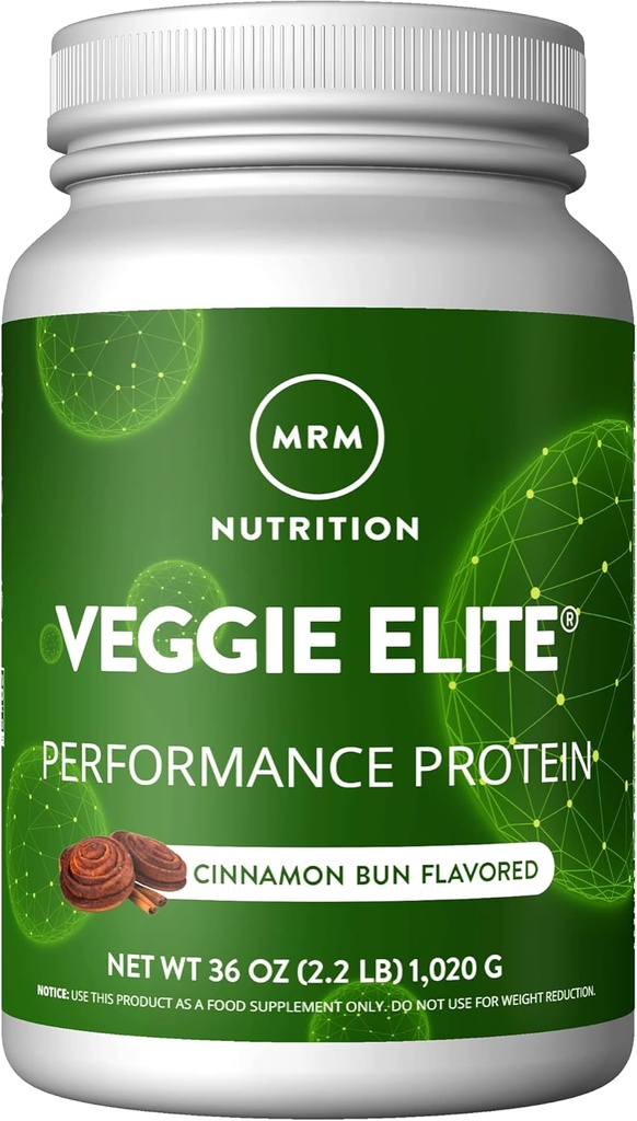 MRM 营养 Vegie Elite 性能蛋白 | Cinnamon Bun Flavored | 植物蛋白  Easy 易与 BCAAs| Vegan + Gluten-free + 临床测试 | 30 服务