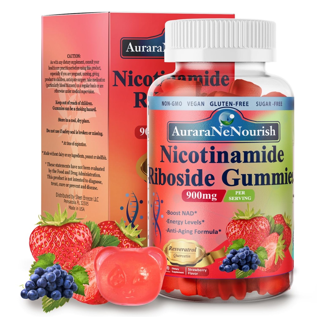 NAD Sugar-Free Gummys, NAD Nicotinamide Riboside Resveratrol 900mg w. Quercetin, Collagen Biotin & Vitamin, 高概率 NAD Resveratrol 抗衰老,能源,焦点补充