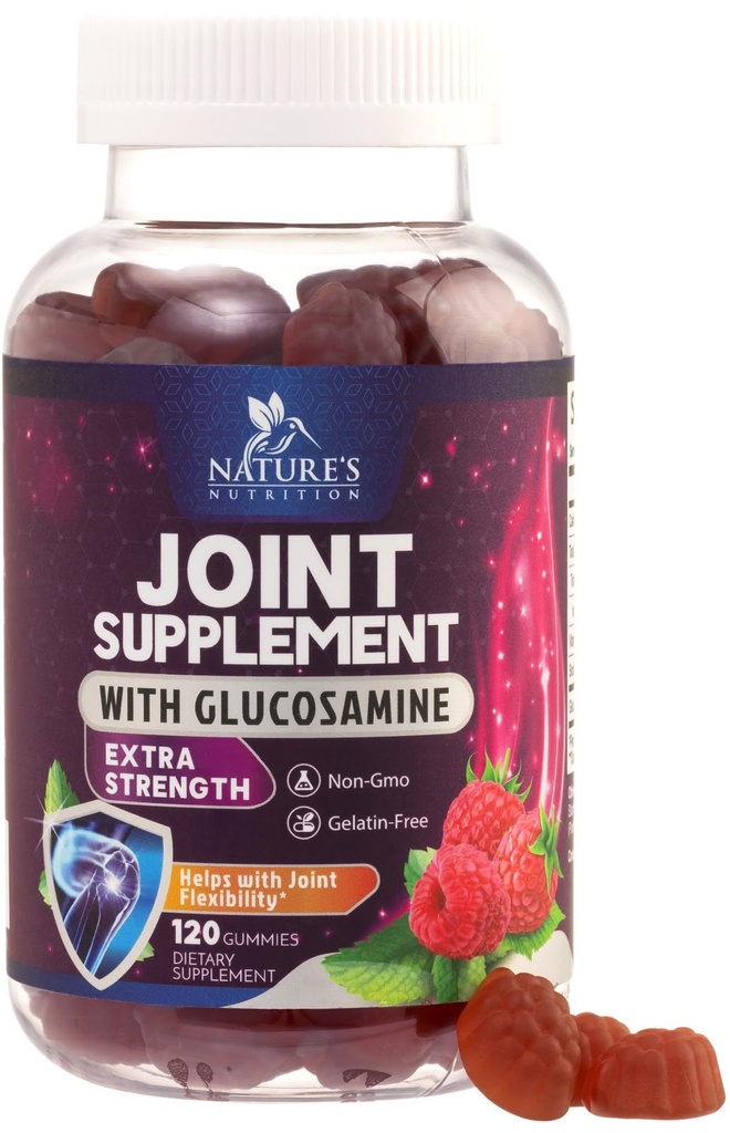 联合支持Gummys Glucosamine Plus Vitamin E - 自然对背部,膝盖和手部偶发不适的联合支持补充 - 卡蒂拉奇和联合健康和灵活性支持 - 120 Gummys