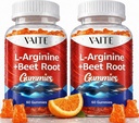 L Arginine 1000mg 补充 Beet root Gummys - 双强, 能量促进, 流通支持和Stamina, 有机烹饪 Beets 男女补充, Vegen Gummy, 无糖(2包)