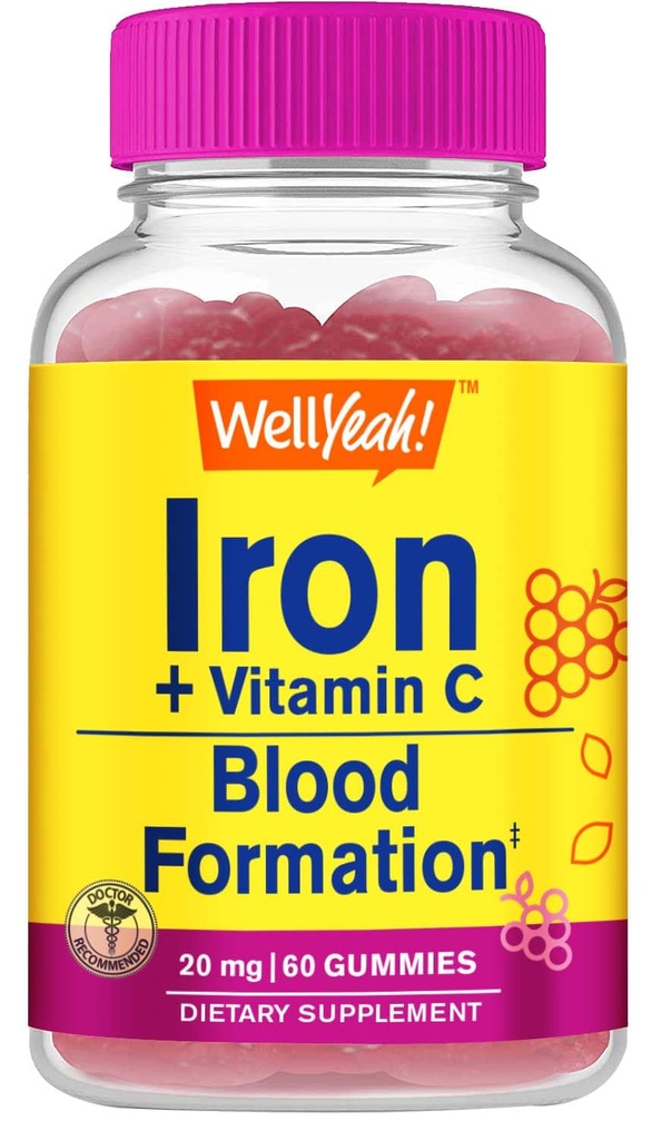 (原始内容存档于2018-09-25) (中文(中国大陆) ). Wellyeah Iron Gummys with Vitamin C - Anemia and Cellular Energy Support, 推广红血球形成 - 能量与免疫系统支持 - Natural Grape Flavor - 60 Gummys.
