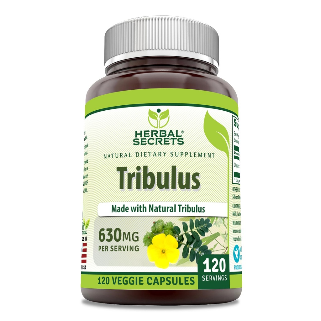草药秘诀 Tribulus 630 Mg 120 Veggie Capsules Supplement \ \ Non-GMO \ Gluten Free }美国制造。