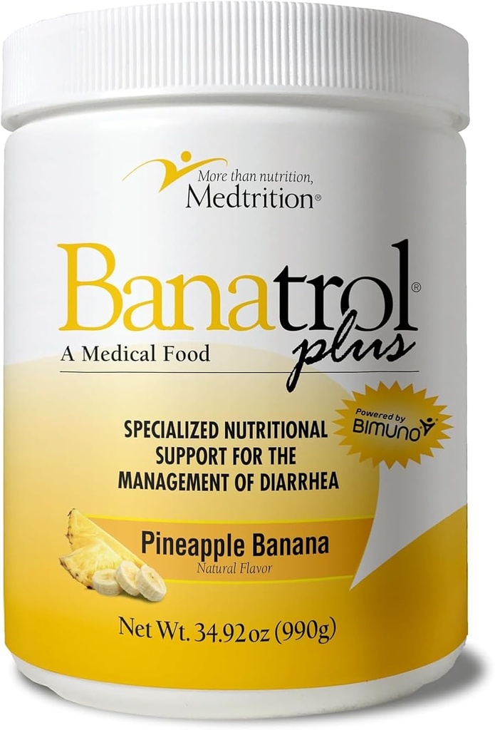 Medtrition Banatrol® Natural Anti-Diarrheal with Prebiotics, Relief from Chronic Diarrhea, IBS, Recurring Diarrhea, Clinically Supported Medical Food, Non-Constipating 90 Servings (Pineapple)