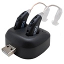 数字听力放大器 - 可充电的 Premium BTE 个人声音放大器 Pair with USB Dock, 耳听增强设备后面有长期电池寿命, 黑色