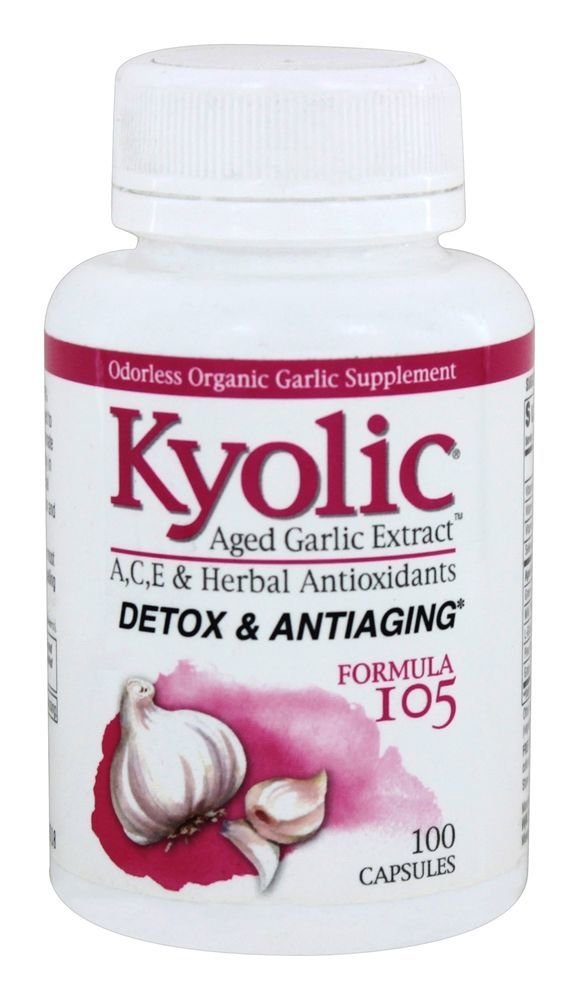 Kyolic Agd Garlic 提取公式105, 解毒和抗衰老, 100 Capsules (包装 May Vary)
