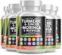 Turmeric Moringa Supplement QQ Ginger Boswellia Saffron - 锡兰桂花,塔特樱桃,奎西丁加里尼特尔圣巴西尔的男女补编 - 5Pack