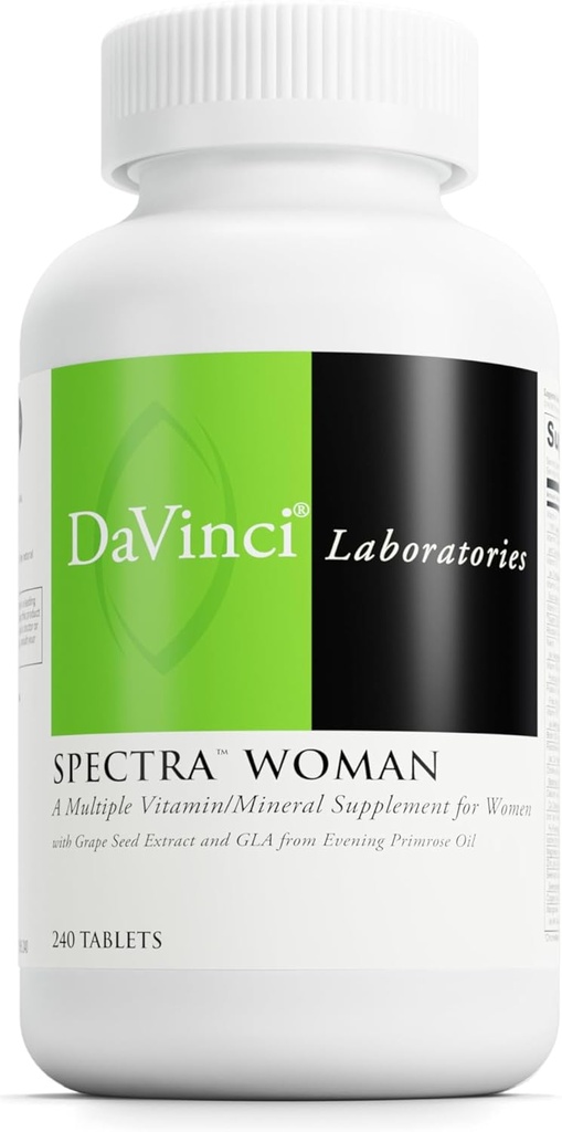 DaVinci Labs Spectra Woman - 支持骨骼健康和妇女需要的饮食补充 - 配有维生素,矿物,钙,Beta Carotene,L-Cysteine,Grape种子提取物和更多 - 240片