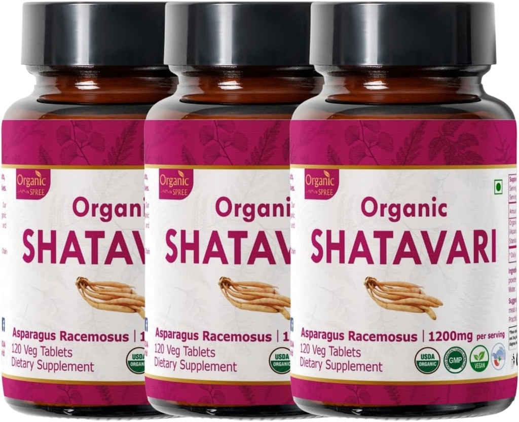 Shatavari 120块牌匾 * Asparagus Racemosus (Shatavari) * USDA 有机认证 * * * 支持妇女健康和免疫系统 * * 饮食补充120tab - 包3