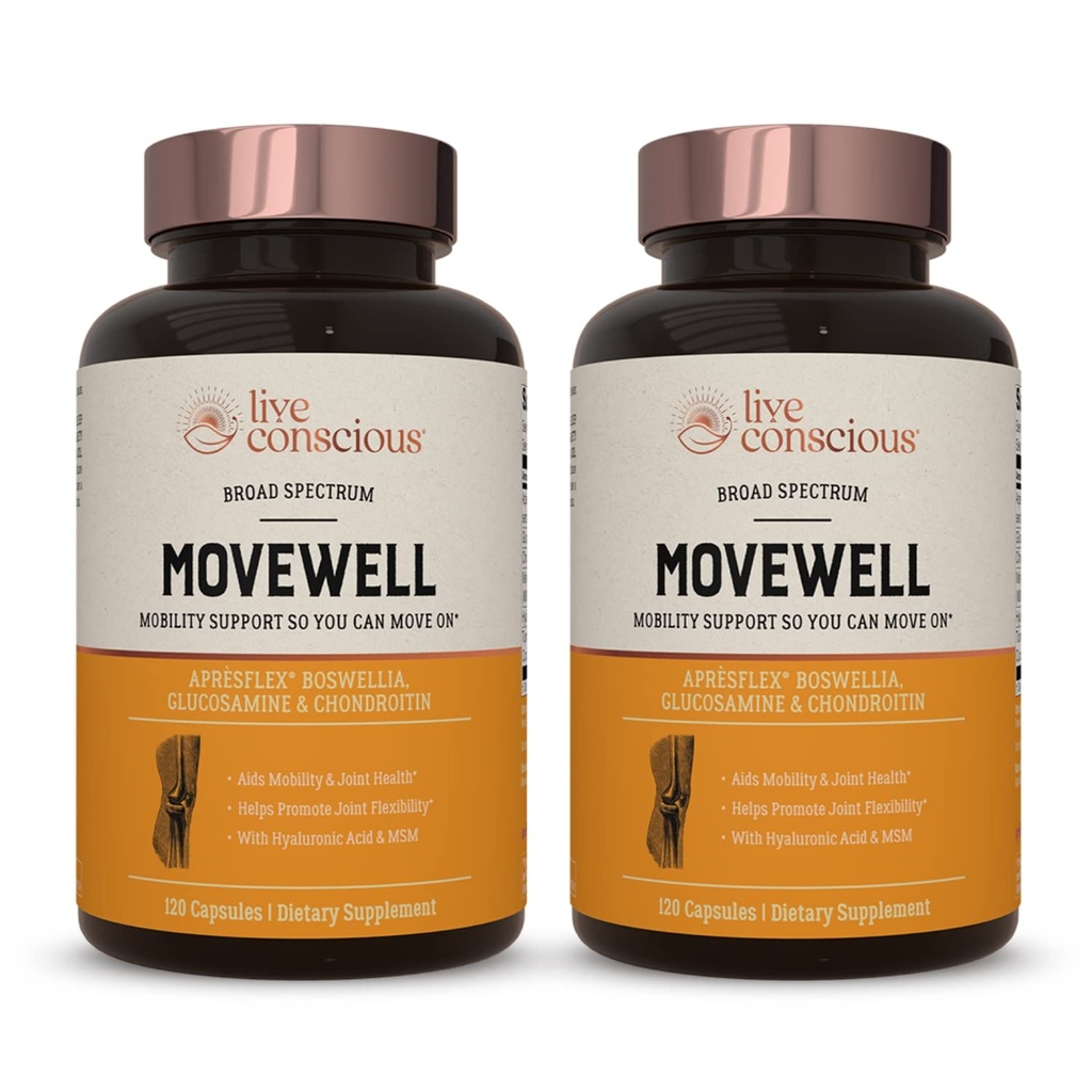 由LiveConscious Glucosamine Chondroitin 与MSM, Hyaluronic Acid, 和 More QQ 联合健康补编(2-Pack)共同移动良好