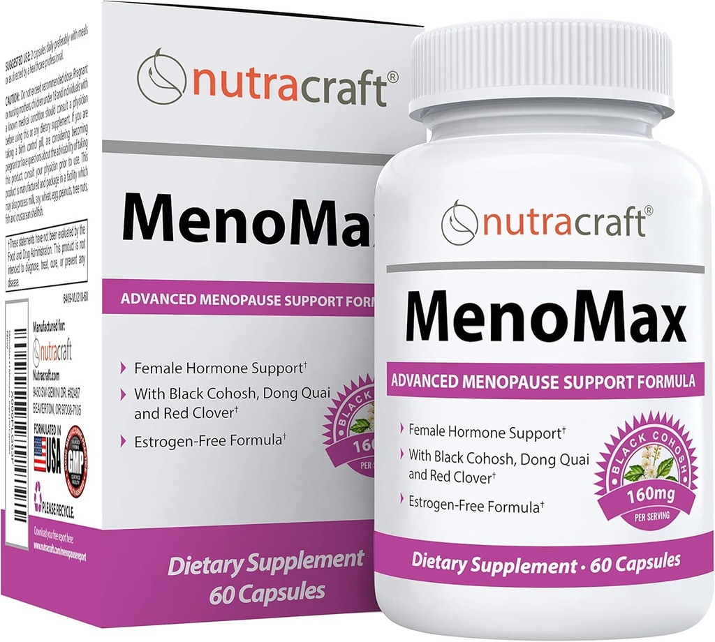 MenoMax #1 更年期救济补编 QQ Black Cohosh, Dong Quai, Vitex Agnus, Red Clover, Sage, Soy and Wild Yam QQQ 对热闪电,夜间汗水,干燥和Mood Swings的自然支持 QX 60 Capsules