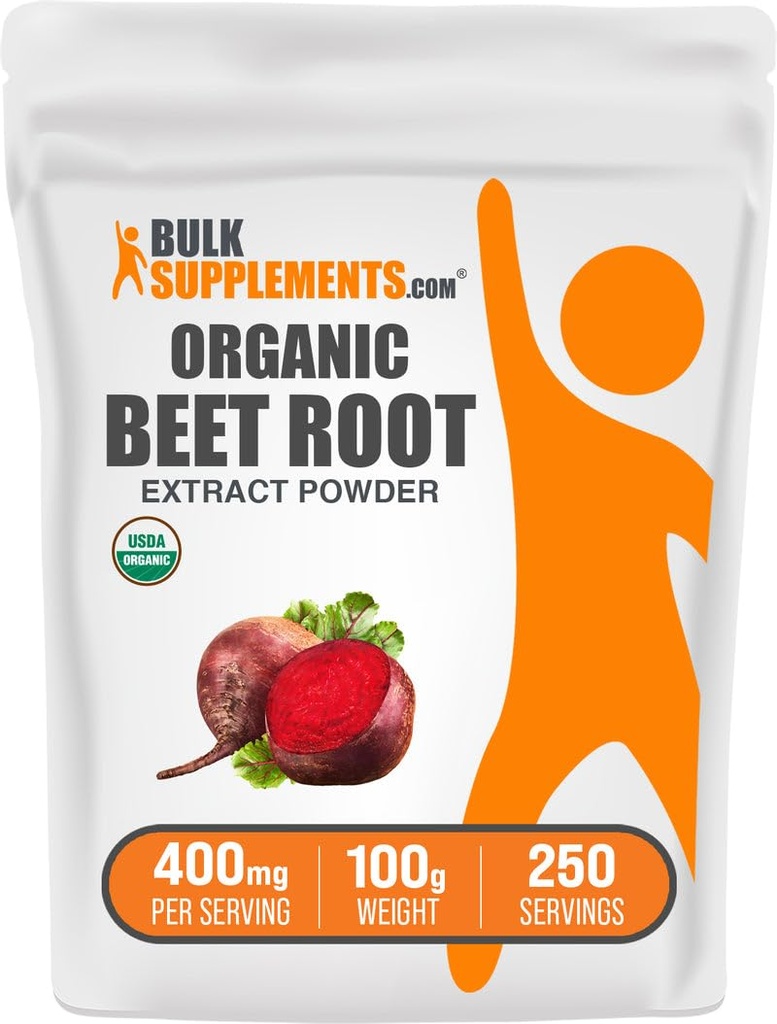Bulk Assupports.com 有机甜菜根提取粉末 - 甜菜根粉末 Nitric Oxide 补充剂 - Vegan & Gluten Free,每服400mg, 100g (3.5 oz) (Pack of 1)