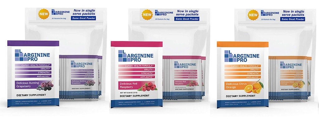 L-ARGININE PRO 补充粉 90 Packets 单服务旅行尺寸 5,500毫克 L-arginine Plus 1,100毫克 L-Citrulline, Raspberry,橙色和葡萄