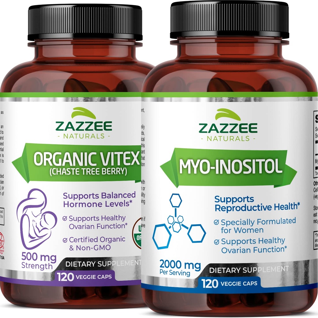 Zazzee Myo-Inositol Capsules和USDA有机维特克斯 Capsules、Vegan、N-GMO和全自然