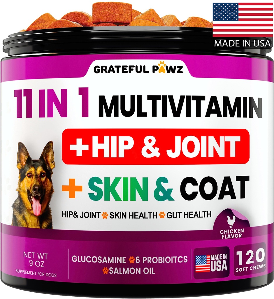 狗多维他明可与Glucosamine-狗维生素和辅料,狗的高级和小狗多维他明-Pet Chondroitin Hip和联合支持健康,Immune Boster,皮肤,心脏,Probiot