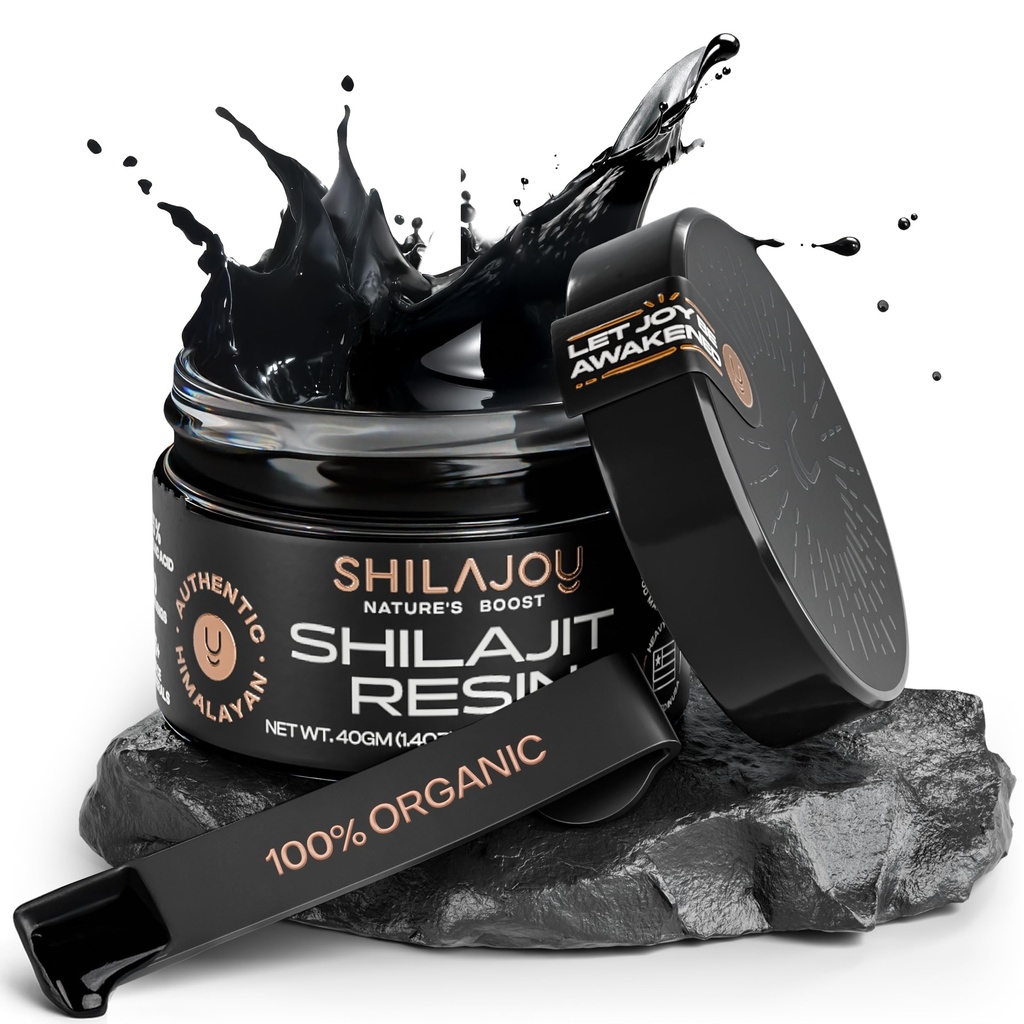 有机Shilajit Resin for Men & Men and Women - 纯喜马拉雅金色等级,含富尔维奇酸和85+ Trace Minerals,美国实验室测试,能量靴和免疫支持(40gm - 80 services)