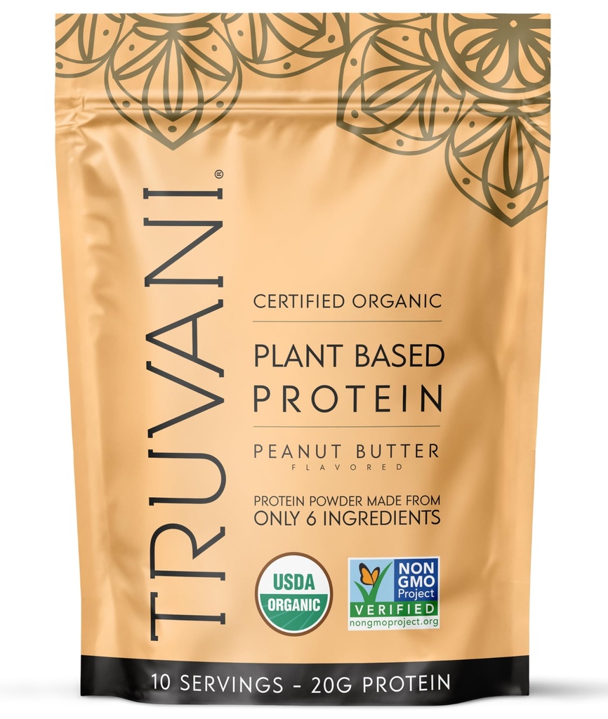 Truvani Vegan Pea 蛋白质粉 花生酱 20g 有机植物基蛋白 10 services QQ Keto & 奶油 免费 低碳 没有添加糖