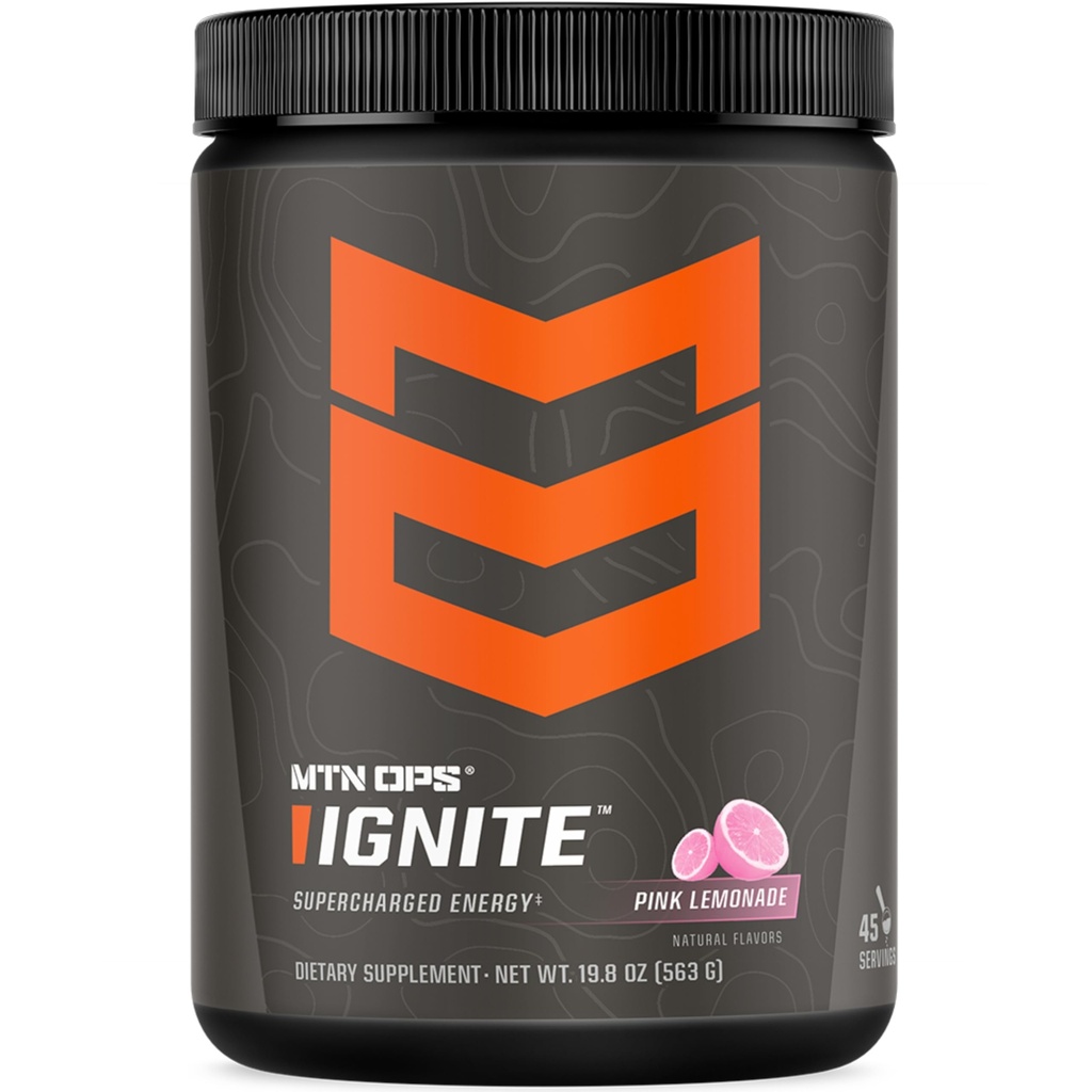 MTN OPS Ignite 能量饮料粉,Gluten 自由诺热带 补充饮料 混合饮料,L Arginine,L Citrulline, Cafeine & Notropic 自由糖饮料 混合饮料,45种服务品,Pink Lemonade